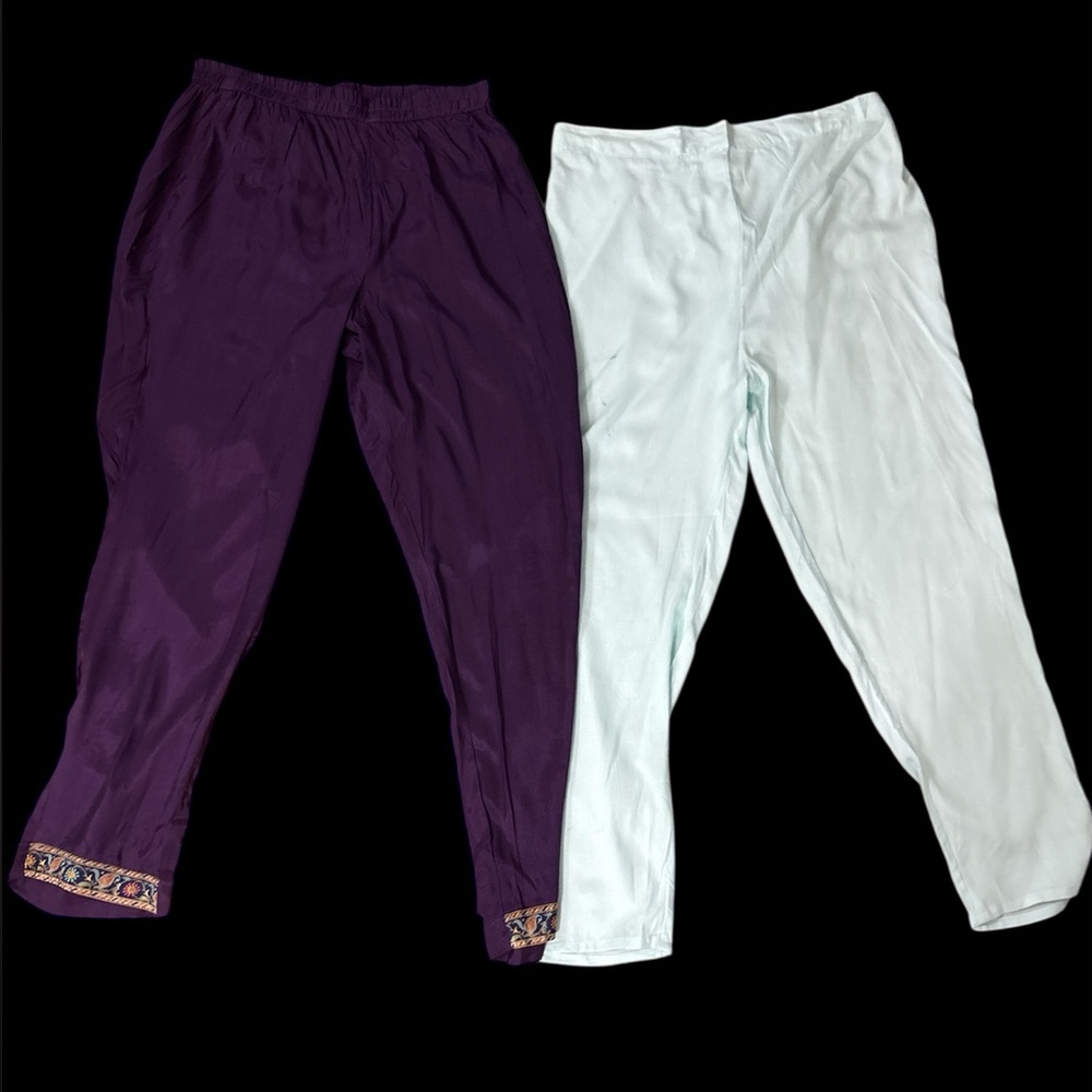 India yoga pants purple & blue 2 pair lounge pj relaxed fit flowy bohemian hippy